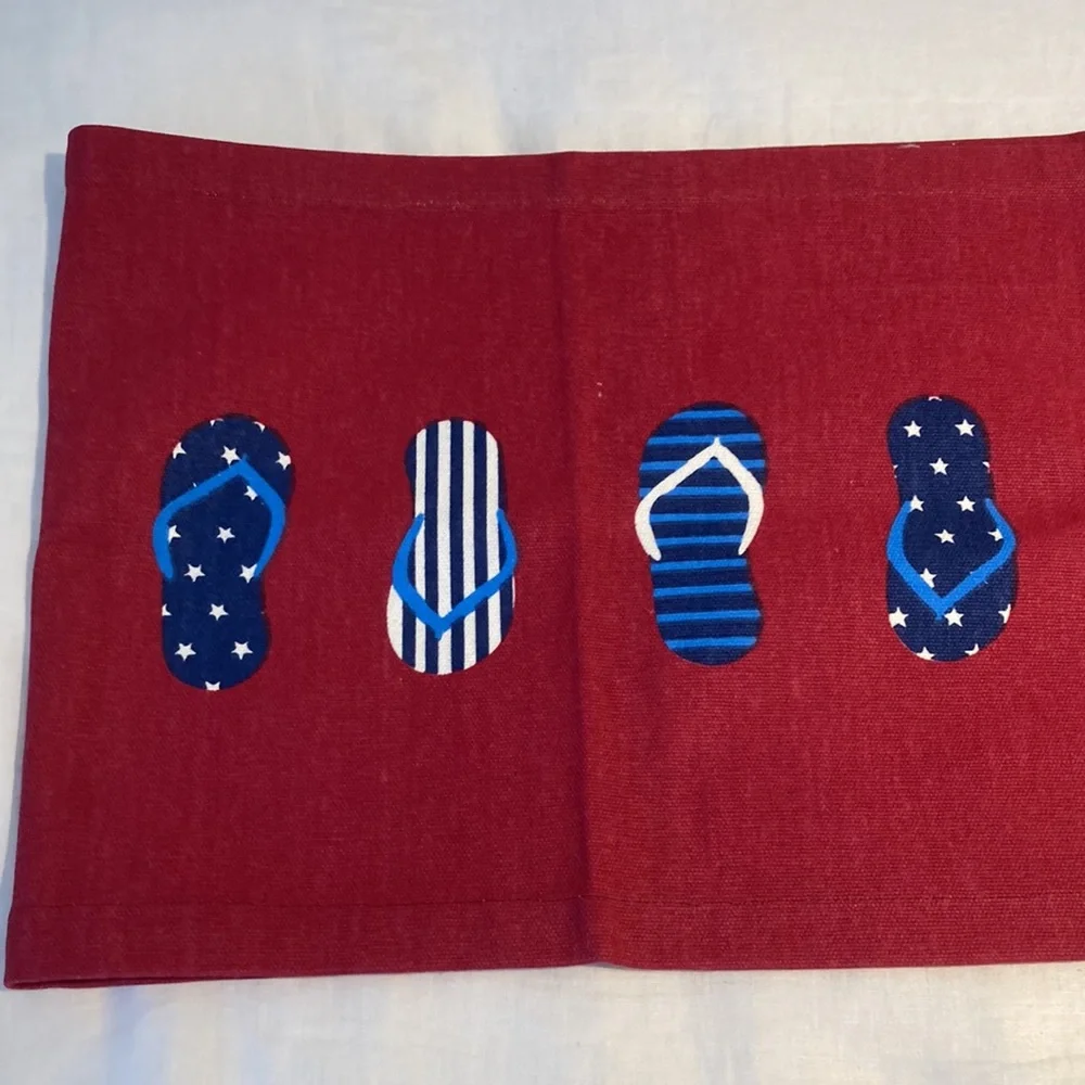 Table runner with flip flops cotton canvas beach house